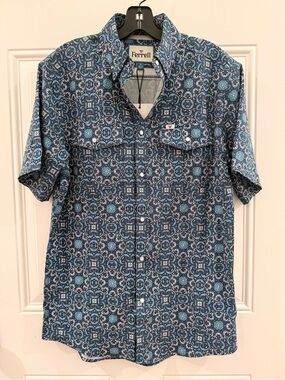 Ferrell small men’s Patterned Short-Sleeve Button-Up Shirt NEW